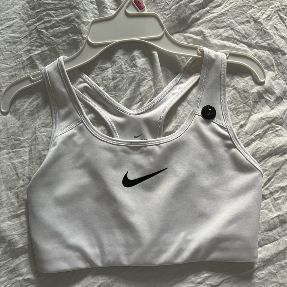 White Nike dri fit swoosh bra
